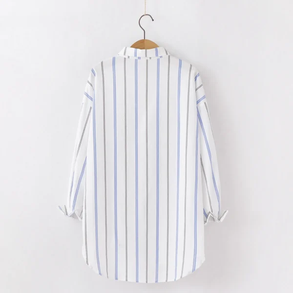 Loose Casual Striped Shirts Women 2024 New Ladies Sweet Simple Style Long Sleeve Print Shirt Female Blouse and Tops Lady Clothes - Image 6