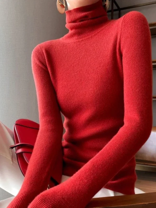 2024 Women Sweater Autumn Winter Long Sleeve Turtleneck Pullovers Warm Bottoming Korean Fashion Sweater Knitwear Soft Jumpers - Image 2
