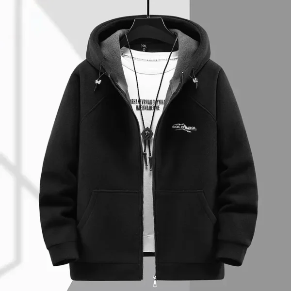 2024 Men's Hooded Shirt Long Sleeve Thickened Polar Fleece Zip-up Hoodies Warm Autumn Winter Jacket Male Big Size 12XL 10XL Plus - Image 6