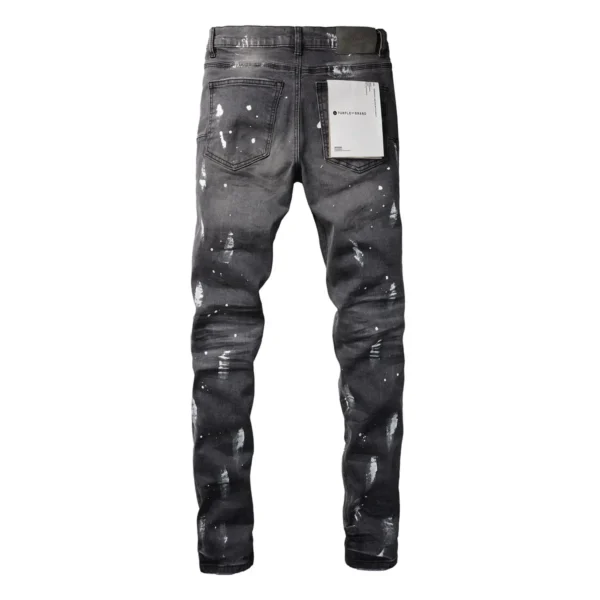 Fashionable Ripped Jeans Retro Jeans Are Comfortable and Easy To Wear American High Street Ripped Jeans Gray Paint Splatters