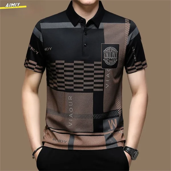 2024 New Men's Polo Summer Short Sleeved Casual Men's Clothing Micro Elastic Breathable Button Polo Men Fashion Top Daily Shirt