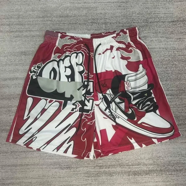 Men's AJ print Mesh Basketball shorts Oversized cool Loose comfortable Printed shorts fashion Street clothing drawstring shorts - Image 4