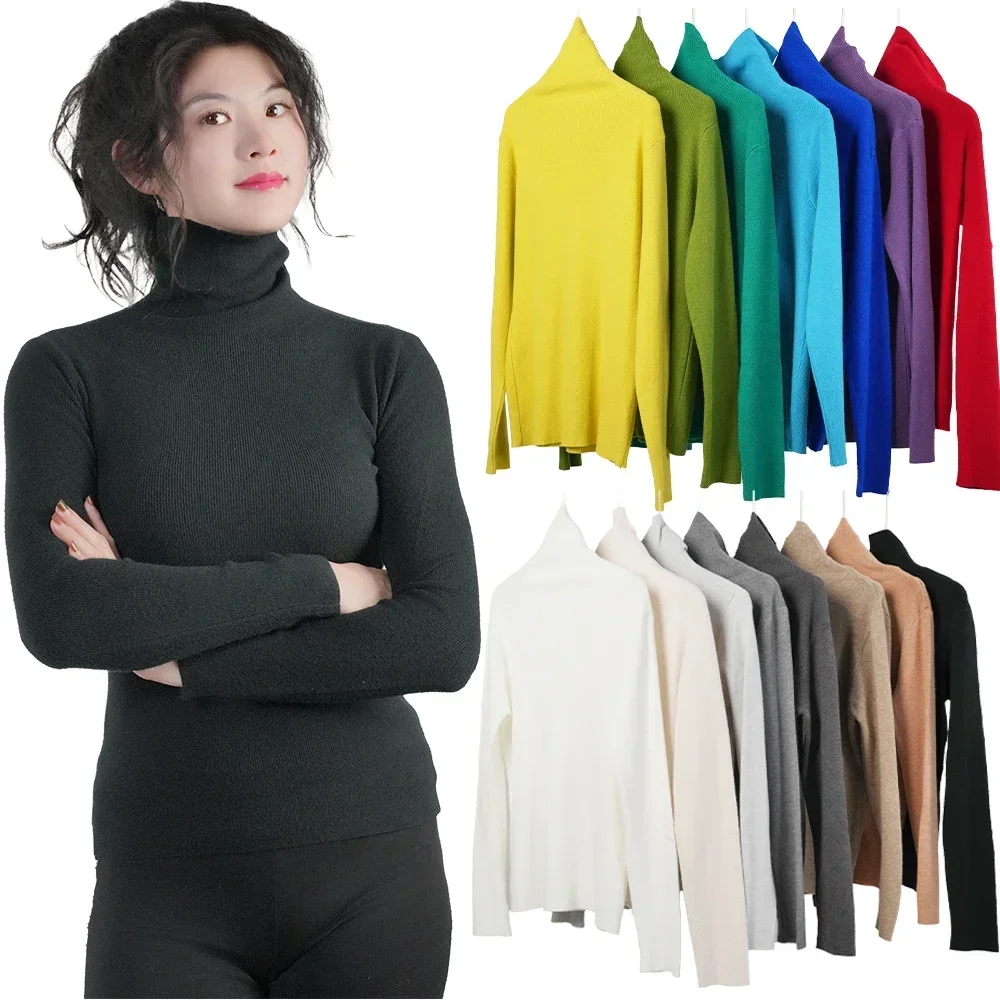 Women Sweater Winter Warm High Collar Knitwear Long Sleeve Slim Jumpers Woman Thermal Tops Clothes Pullover Turtleneck Sweaters