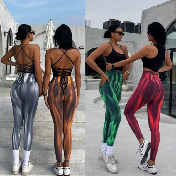 Seamless Push Up Scrunch Sport Leggings For Women Tummy Control Butt Lift Yoga Fitness Tights Gym Workout Pants Aurora Gradient - Image 4