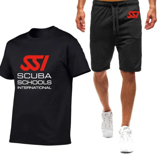 Scuba Diving Dive SSI 2024 Man Printing New Stly Nine Color Short Sleeved Suit Summer T-Shirt Casual Shorts 2-piece Set