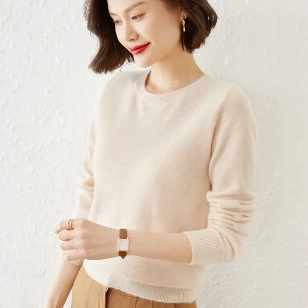 High Quality Pure Colors Spring Autumn Winter European Style Women Fashion Pullovers Knitted Cashmere Wool Sweater Lady Big Size - Image 6