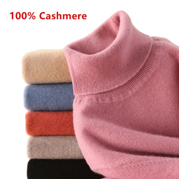 100% Cashmere Turtleneck Women Sweater 2024 Autumn Winter Base Warm All-match Knitted Pullover Jersey Pull Femme Hiver Jumper