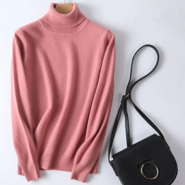 100% Cashmere Turtleneck Women Sweater 2024 Autumn Winter Base Warm All-match Knitted Pullover Jersey Pull Femme Hiver Jumper - Image 2