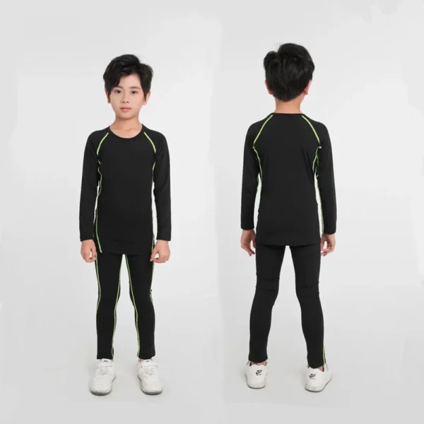 2 Pieces Kids Men Sports Running Sets Jogging Basketball Underwear Tights Tracksuits Boy Sportswear Soccer Gym Training Clothing - Image 3