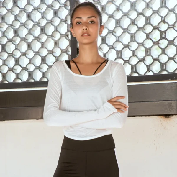 Summer Women's Yoga T-Shirt Open Sports Clothes Long-Sleeved Running Tops Slim Beauty Back Sportswear - Image 4
