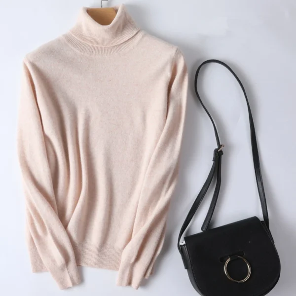 100% Cashmere Turtleneck Women Sweater 2024 Autumn Winter Base Warm All-match Knitted Pullover Jersey Pull Femme Hiver Jumper - Image 3