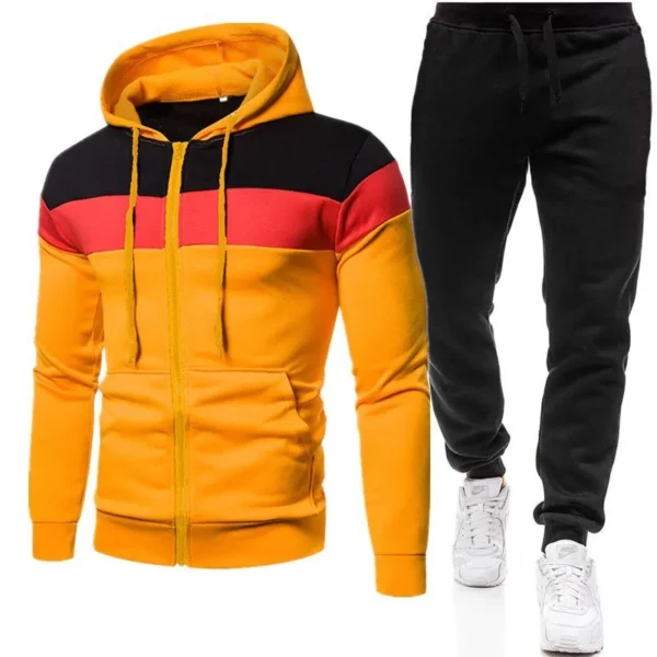 2024 Spring and Autumn Men's Zipper Hooded Sweatshirt and Pants Two Piece Set Casual Sportswear Trendy Brand Running Sports Set
