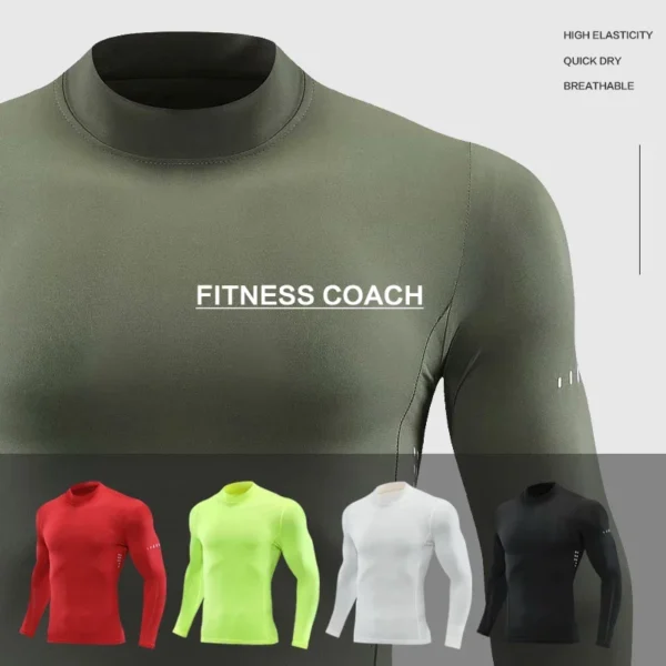 Plus Size Men Compression Sport T-Shirt Top Long Sleeve Gym Running Clothing Fitness Tight Sportswear Hiking Rashgard Sweatshirt - Image 2