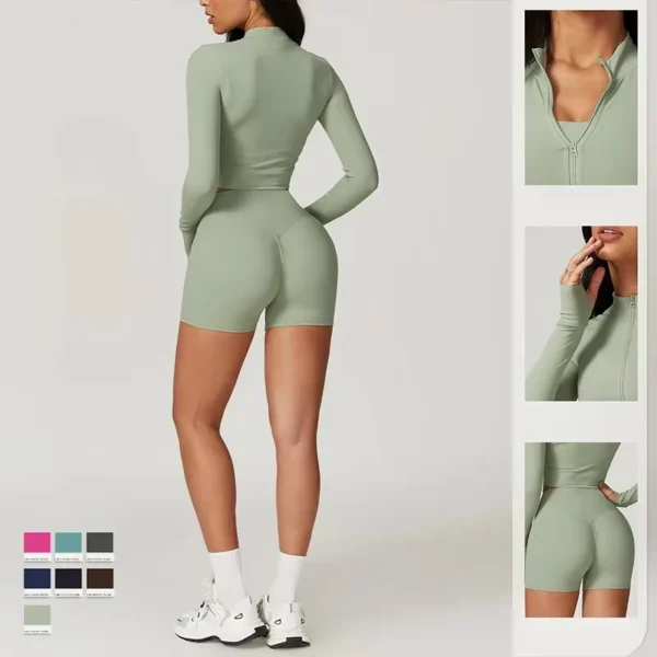 Yoga Set 3Pcs Sports Set Women Workout Suit Quick-Drying Yoga Clothes Gym Jackets Sportswear Female Running Jackets Set Women - Image 5