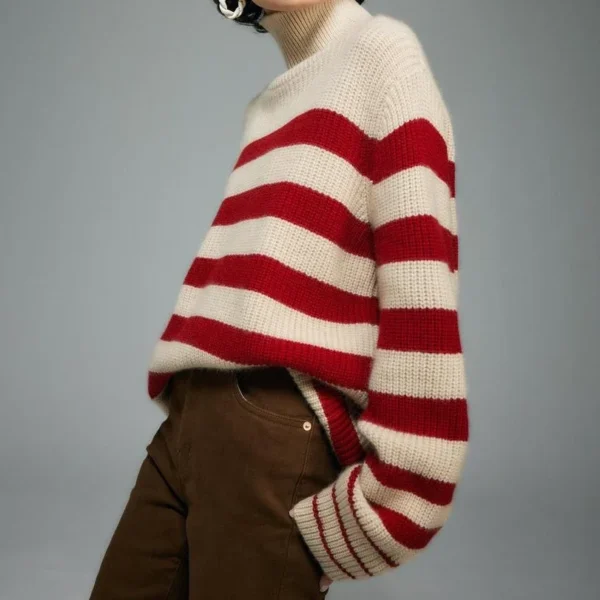 Red Striped Sweater White Jumpers Autumn Winter Long Sleeve Women Thick Y2k Black Spring 2024 Sweaters Y2k E-girl Pullovers - Image 2