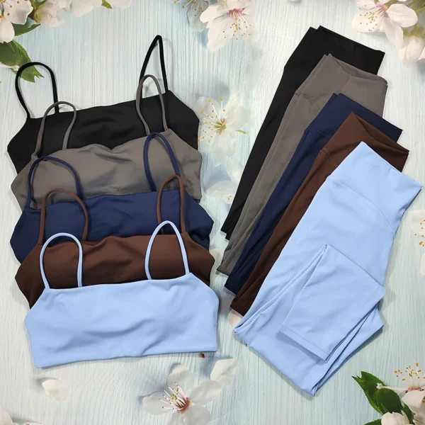 Two Piece Sports Set Workout Sportswear Women's Gym Outfits Leisure High Waist Leggings And Underwear Sets Fitness Suit Female