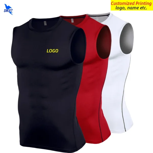 Customize LOGO Men's Quick Dry Sportswear Outdoor Running Sleeveless Shirts Gym Fitness Tank Tops Compression High Elastic Vest
