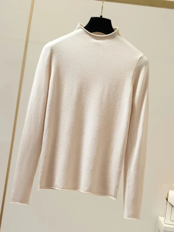 Autumn Winter New Half Turtleneck Sweater Women's Large Size Loose Basic Pure Color Wild Knitted Bottoming Shirt Soft Stretch - Image 5