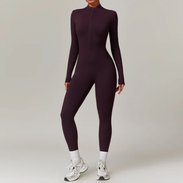 Winter Zipper Workout Jumpsuit Sports Overalls Women Gym Clothing Running Fitness Suit Gym Tracksuit Push Up Sportswear Yoga Set - Image 4