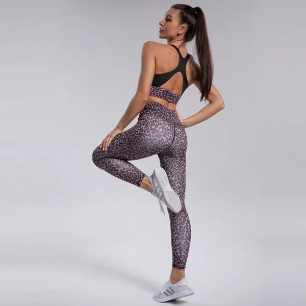 Leopard Yoga Suit for Fitness Women Tracksuit 2024 Gym Set Women Sportswear Dry Fit Sport Outfit Clothes White Clothing Purple - Image 5