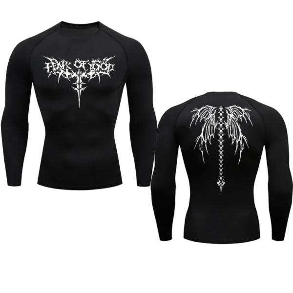 Casual Anime Print Running Compression T-Shirt Men's Quick-Drying Fitness Sportswear Gym Sports Long Sleeve Breathable Top S-3XL