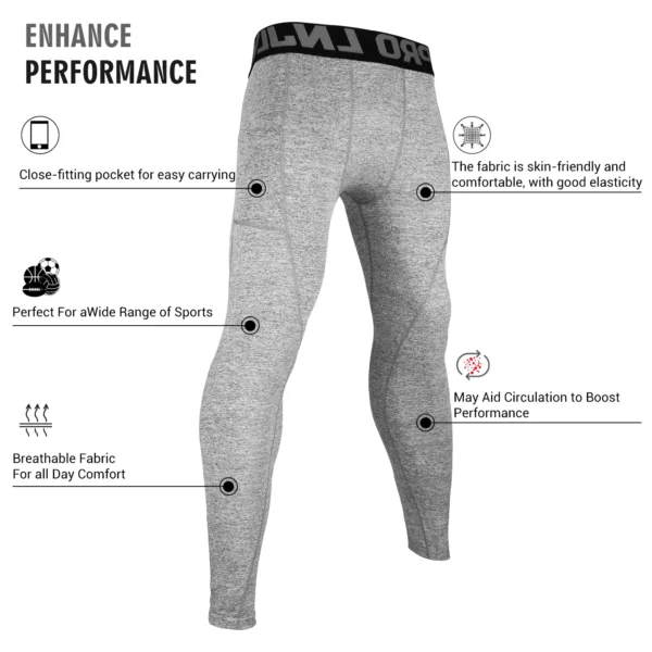 Men's Running Leggings Sportswear Quick Dry Gym Fitness Tights Workout Training Jogging Sports Trousers Compression Sport Pants - Image 2
