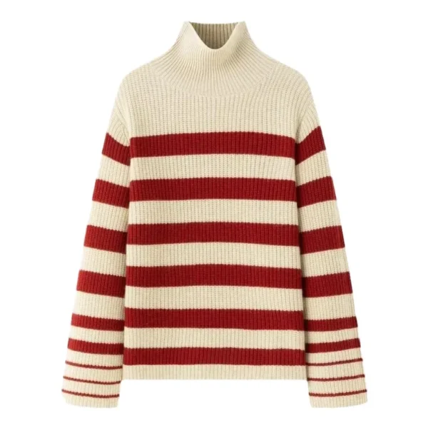 Red Striped Sweater White Jumpers Autumn Winter Long Sleeve Women Thick Y2k Black Spring 2024 Sweaters Y2k E-girl Pullovers - Image 5