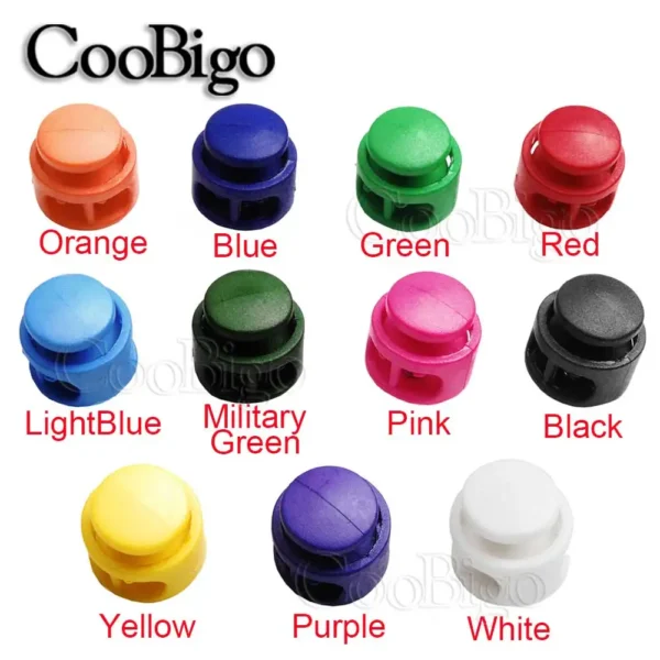 20pcs Spring Cord Lock Stopper Rope Clamp Toggle Clip Buckle Backpack Sportswear Shoelace Paracord Lanyard Colorful Plastic - Image 2