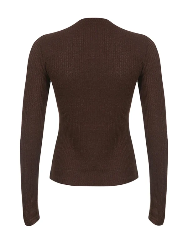 Women Button Front Knit Tops Long Sleeve Lace Patchwork Slim Fit Sweater Fall Fairy Grunge Gothic Y2K Clothes - Image 5