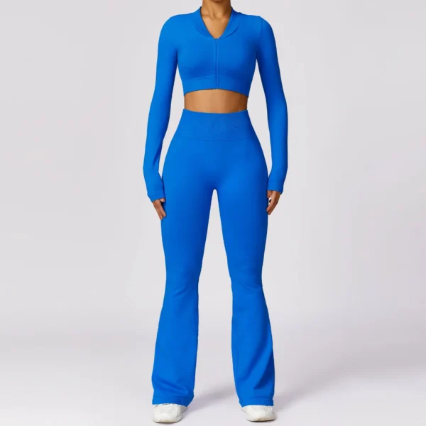 2PCS Seamless Yoga Set Gym Clothes Sportswear Yoga Suits For Women Fitness Set Tracksuits Zipper Long Sleeves Workout Leggings - Image 4