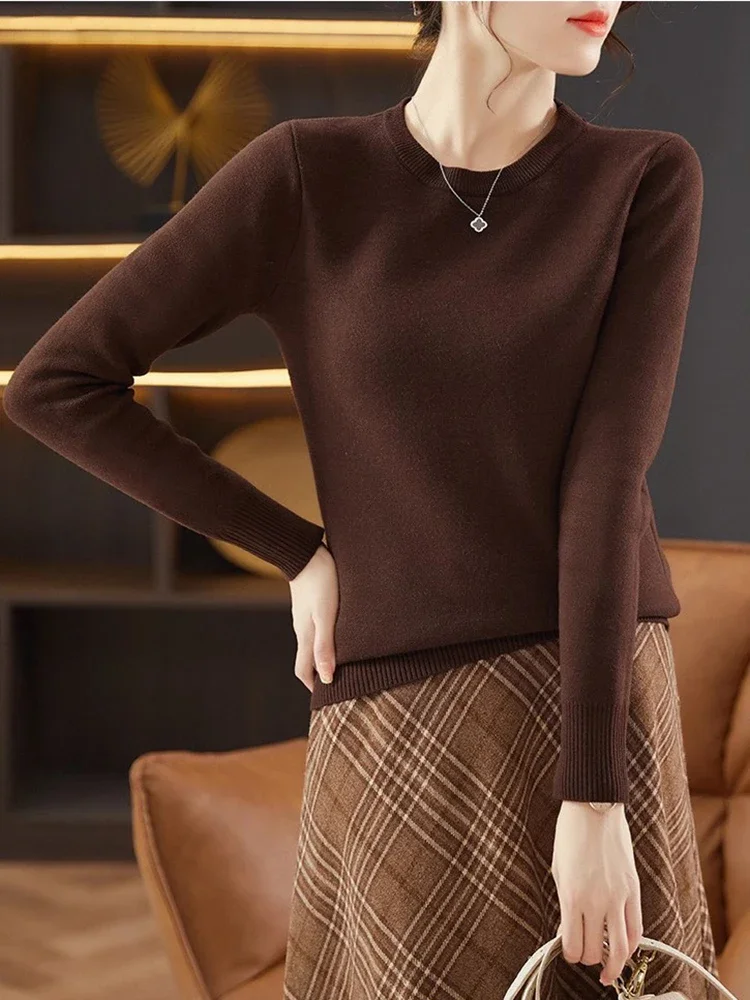 Winter O-neck Sweater Women Casual Thicken Warm Imitation Mink Lined Knit Pullover Soft Slim Knitwear Jumper Long Sleeve Tops - Image 4