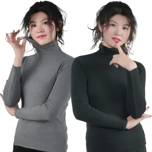Turtleneck Sweater Women Pullover Knitwear Slim Jumpers Long Sleeve Autumn Winter Warm Tops Woman Sweaters Clothing Jersey - Image 3