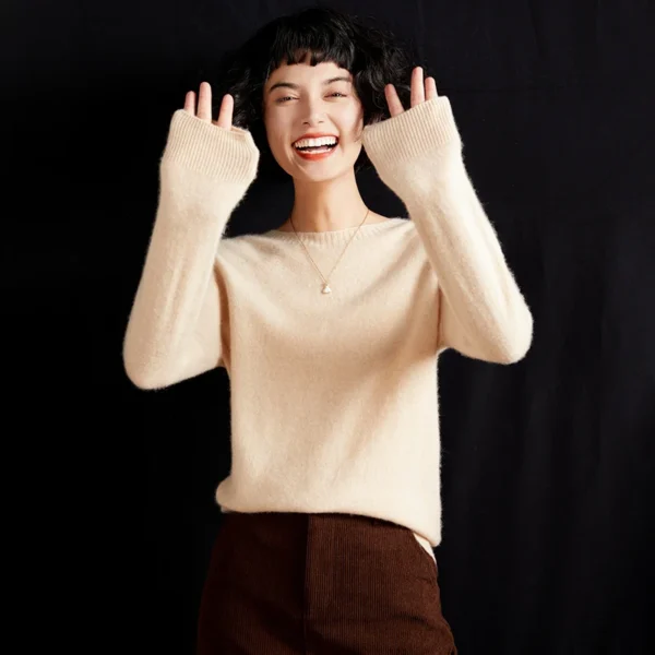 Women's pullover autumn/winter 100% pure cashmere sweater casual knitted sweater round neck loose Tops basic versatile Blouse - Image 6