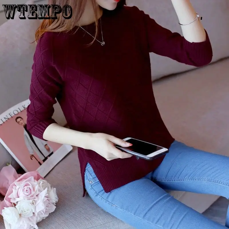 WTEMPO Autumn Winter Basic Turtleneck Knitted Bottoming Warm Sweaters Women's Pullovers Long Sleeve Pullover Jumper Tops - Image 3