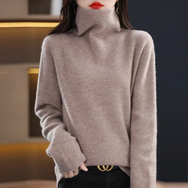 2024 Autumn/Winter Women's Cashmere Sweater, Women's High Collar Pullover, Warm Loose Knitted Thick Sweater, Jacket Top