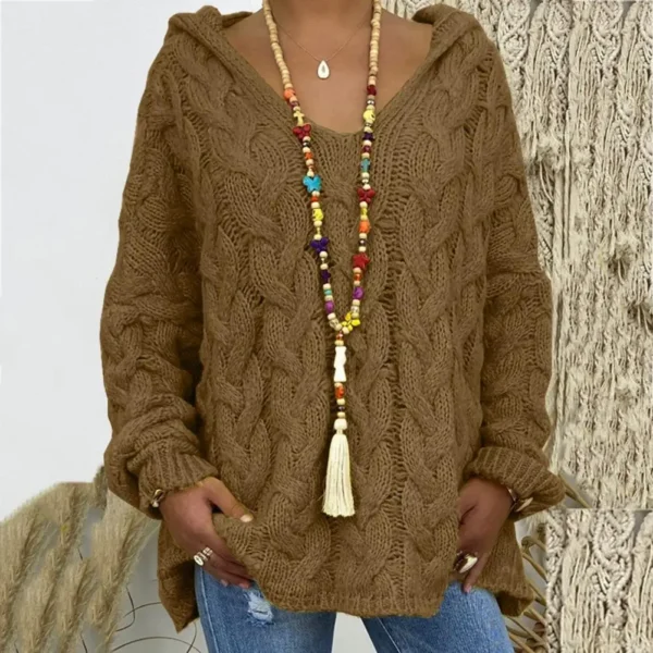 Classic Pullover Sweater Ribbed Thermal Warm Women Pullover Solid Simple Elegant Knitted Sweater - Image 4