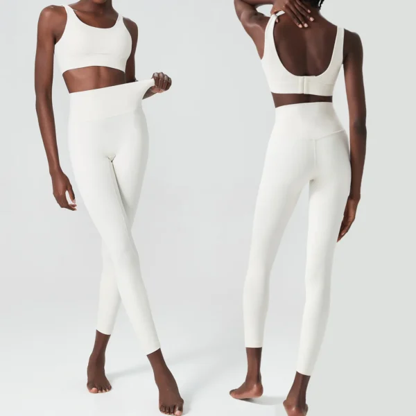 2/3 Pieces Fitness Yoga Set Women Solid Color Soft Workout Gym Suit Breathable Quick Dry Running Sportswear Pilates Clothing - Image 3