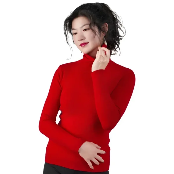 2025 Women Pullovers Turtleneck Sweater Solid Color Pile Neck Knitwear Autumn Winter Warm Jumper Tops Pull Femme Christmas Gift - Image 2