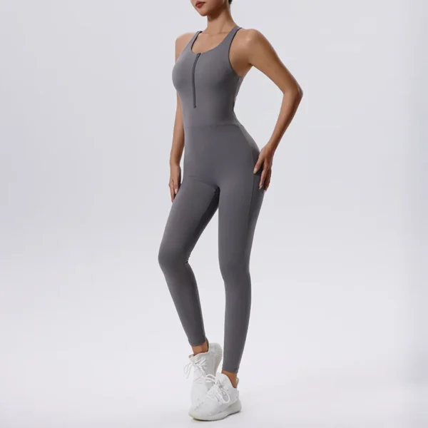 Zipper Yoga Set Women's Tracksuit Yoga Jumpsuits One Piece Workout Bodysuits Rompers Sportswear Gym Set Workout Clothes Women - Image 6