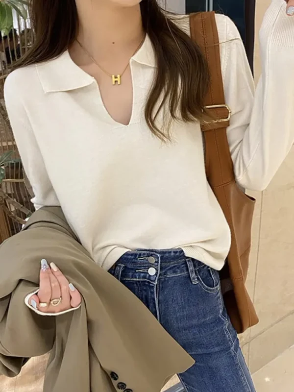 Polo Neck Sweater Pullovers Long Sleeve Tops Women Autumn Winter Clothes Slim Knit Soft Jumper Streetwear Simple Sweater - Image 6