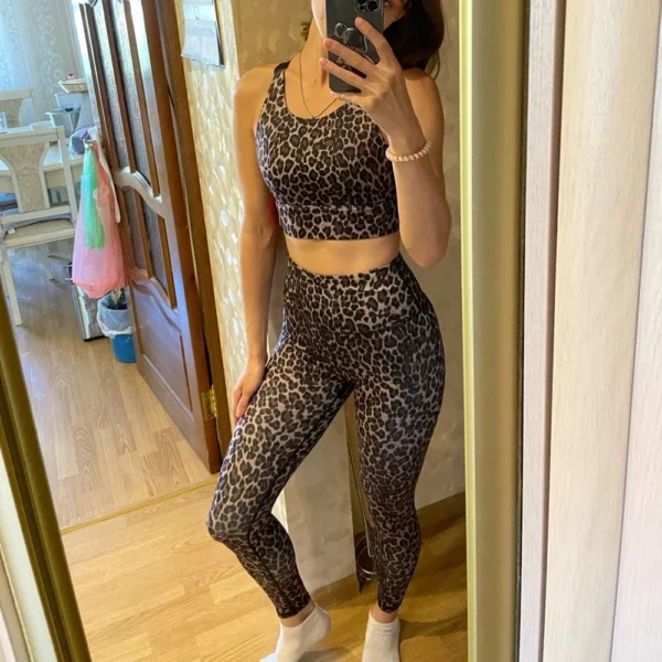 Leopard Yoga Suit for Fitness Women Tracksuit 2024 Gym Set Women Sportswear Dry Fit Sport Outfit Clothes White Clothing Purple - Image 6