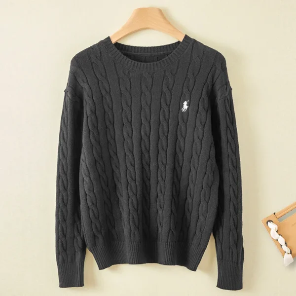 Couple's boutique high-end embroidered knitted women's cashmere sweater round neck men's pullover long sleeved new cashmere swea - Image 3