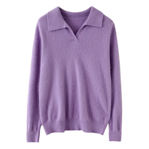 WinvyNee Women Mink Cashmere Sweater Polo Collar Casual Outerwears Warm 2024 New Knitted Pullover Tops Clothing Winter A1248014 - Image 5