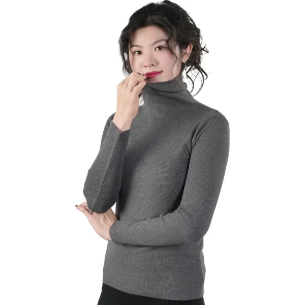 2025 Women Pullovers Turtleneck Sweater Solid Color Pile Neck Knitwear Autumn Winter Warm Jumper Tops Pull Femme Christmas Gift - Image 4