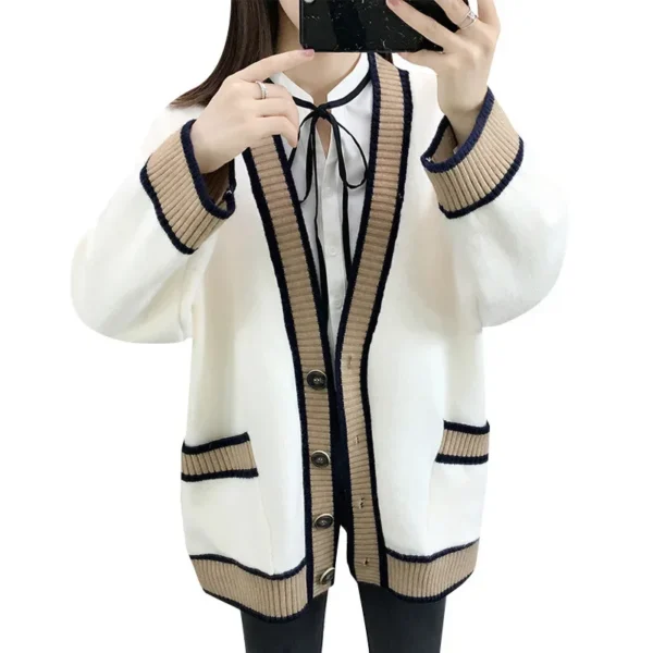 Autumn Winter Kintted Cardigan Women Long Jacket White Crochet Loose Long Sleeve Woman Sweater Warm Jumper Causal Cardigans - Image 6