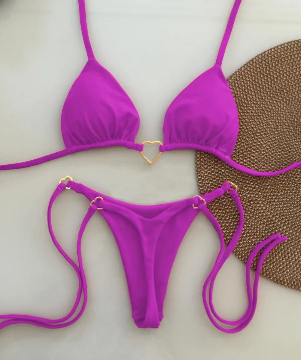 2024 New Sexy Low Waisted Bikini Set Swimsuit Female Swimwear Women Solid Red Strappy Beachwear Bathing Suits Brazilian biquini - Image 2
