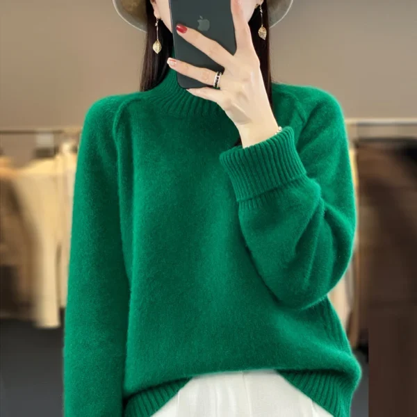 Cashmere Sweater Winter Thick Woman's Sweaters Solid Basic Jumper Female Pullover Long Sleeve 100% Wool Knitted Large Size Tops - Image 3