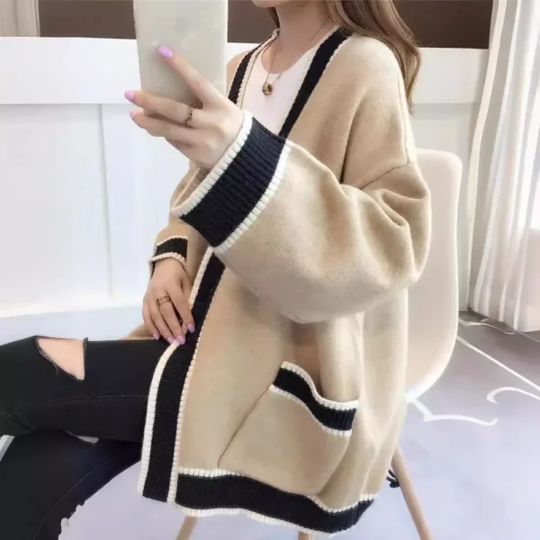 Autumn Winter Kintted Cardigan Women Long Jacket White Crochet Loose Long Sleeve Woman Sweater Warm Jumper Causal Cardigans - Image 3