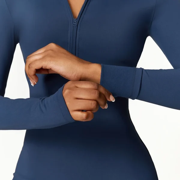 Winter Plush One-Piece Yoga Jumpsuits Sports Suit with Long Sleeves Fitness Sets Warm Gym Wearing Bodysuit Women's Sportswear - Image 3