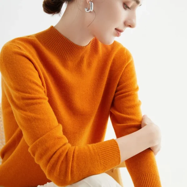 100% Merino Wool Cashmere Sweater Women Knitted Sweater Turtleneck Long Sleeve Pullovers Autumn Winter Clothing Warm Jumper Tops - Image 4